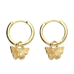 gold butterfly huggie earrings