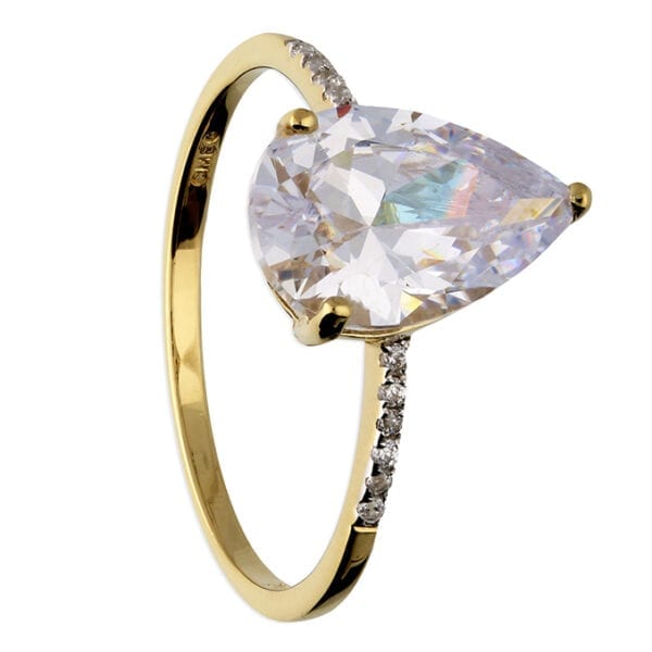 Gold Teardrop Solitaire Ring