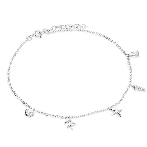 Silver Sea Charm Anklet