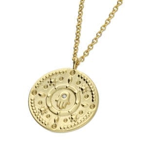 gold hamsa disk pendant