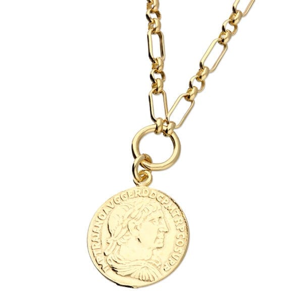 gold roman coin pendant