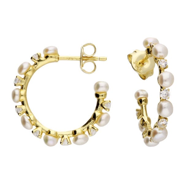Gold Pearl Perfection Hoop Earrings