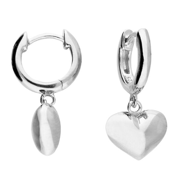 Silver Bubble Heart Huggie Hoop Earrings