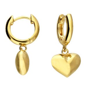 Gold Bubble Heart Huggie Hoop Earrings