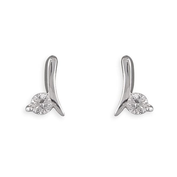 silver swish stud earrings