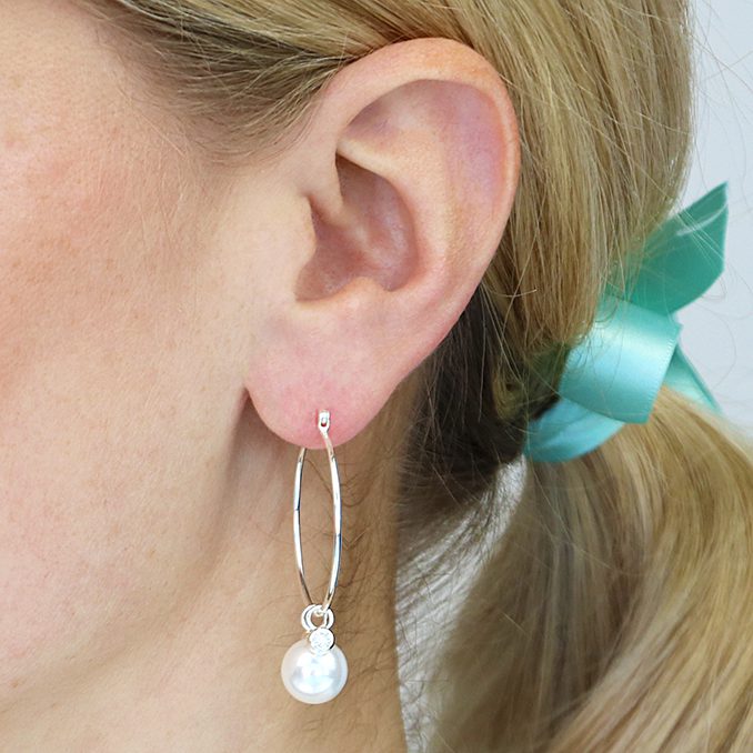 Pearl Charm Hoop Earrings | SummerJane